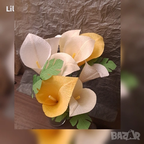 Букети от крепхартия и бонбони, снимка 9 - Изкуствени цветя - 53135078