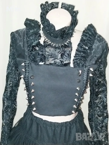 М Готически черен корсет с шипове и пола , снимка 8 - Корсети, бюстиета, топове - 51002317