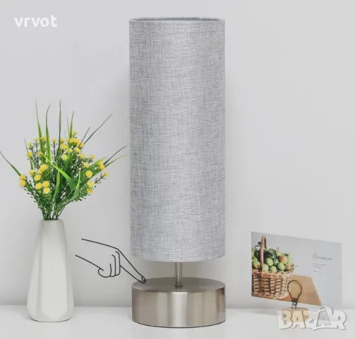 Нощна сензорна лампа, 3-посочна настолна лампа със сензорно управление със сребърна основа, снимка 3 - Други - 49755318