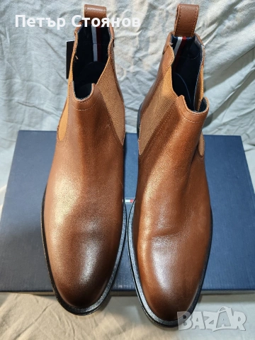 Стилни мъжки кларкове от естествена кожа TOMMY HILFIGER №43, снимка 2 - Мъжки боти - 53070746