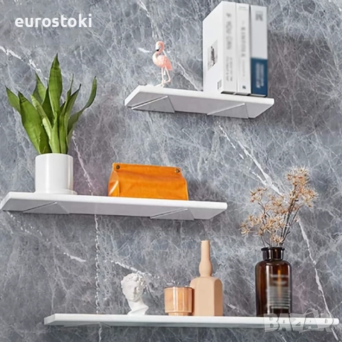 2 броя триъгълна стенна скоба за рафт с монтажни аксесоари за рафт, библиотека, кухненска стойка , снимка 2 - Етажерки - 51458575