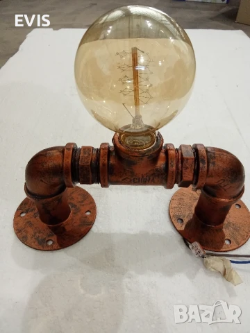 Винтидж индустриален аплик от тръби - месинг НАМАЛЕН, снимка 4 - Лампи за стена - 50783414