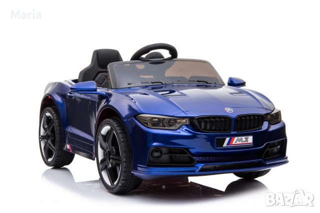 Акумулаторен КОЛА тип BMW M3  Металик боя 12V с меки гуми с Кожена седалка MP3 плейър Модел 2022 г.	, снимка 4 - Детски велосипеди, триколки и коли - 37299379