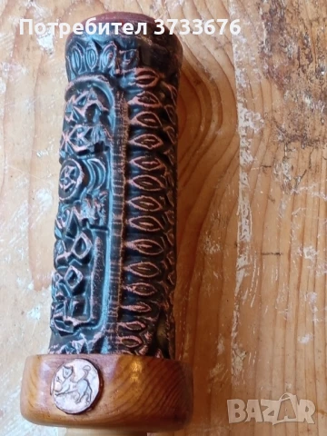 Уникален дървен свещник, висок 59 см, 36 на дървената част.Дебела свещ., снимка 4 - Декорация за дома - 51037904