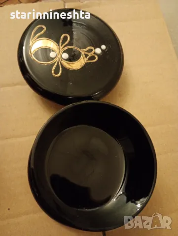 Ретро Винтидж стара луксозна кутия за бижута бижутерка черно стъкло , снимка 9 - Антикварни и старинни предмети - 49330810