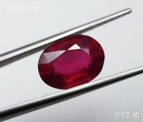 Подобряван естествен рубин с цвят Гълабова кръв 2.13кт.! Сертифициран! Нов!, снимка 3 - Други - 50755686