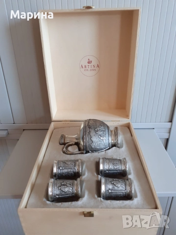 Комплект за ракия от калай Antik*Vintage  #87, снимка 2 - Антикварни и старинни предмети - 51564039