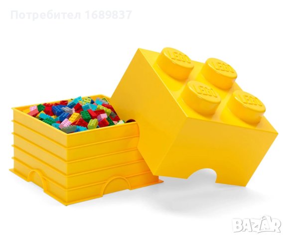 LEGO® кутия за съхранение - Тухличка 4, жълт цвят, снимка 2 - Конструктори - 43581723