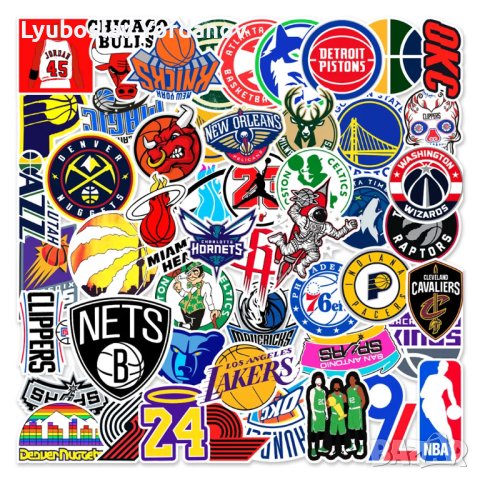 Стикери за декорация 50х - NBA/Баскетбол/НБА/Lakers/Celtics/Bulls/Heat, снимка 2 - Аксесоари и консумативи - 43977125