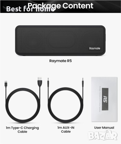 Висококачествена мощна колона Raymate R5 IPX7, снимка 12 - Bluetooth тонколони - 43591151