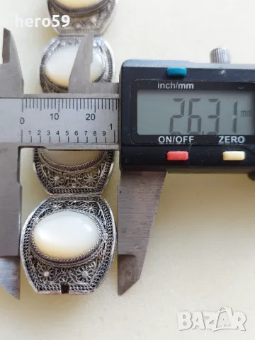 Прекрасна сребърна филигранна гривна с камъни от седеф,сребро 925-sterling, снимка 15 - Гривни - 47999153