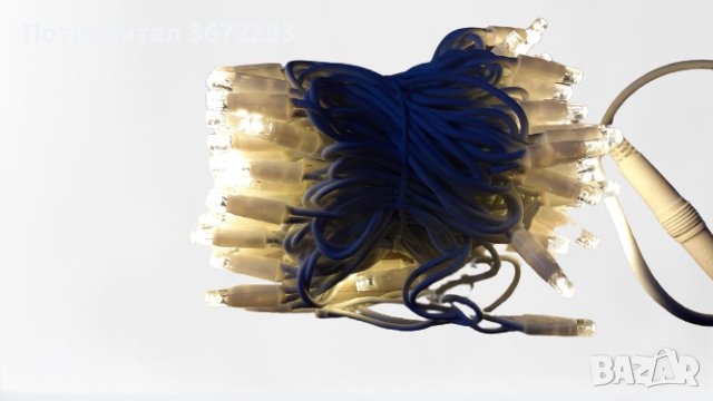 ✨ LED лампички тип верига със син кабел и топло бяла светлина, снимка 3 - Лед осветление - 42978164