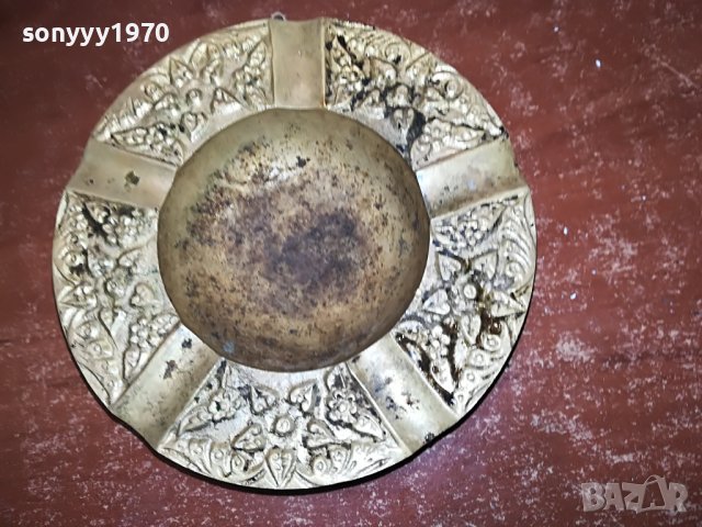 пепелник мед/месинг внос франция 11см 0803231624, снимка 4 - Антикварни и старинни предмети - 39930254