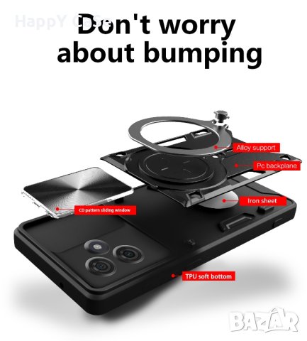Motorola Moto G85 / G35 / G54 / G54 Power / GIANT RING Удароустойчив кейс калъф гръб с пръстен, снимка 4 - Калъфи, кейсове - 43289055