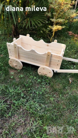 Дървена Каручка за градината!!, снимка 3 - Градински мебели, декорация  - 51132618