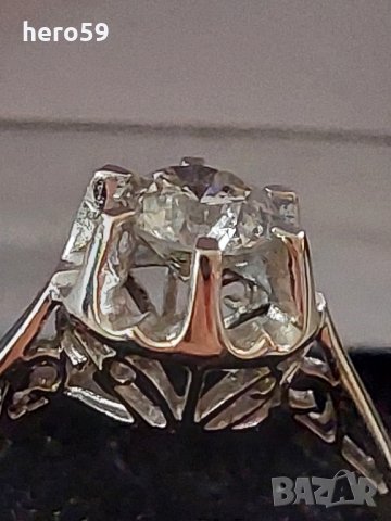 Златен 750 проба дамски пръстен с брилянт 0.9 карата диамант, снимка 2 - Пръстени - 35474173