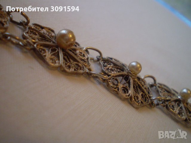 филигранена дамска гривна със перли, снимка 8 - Антикварни и старинни предмети - 40225070