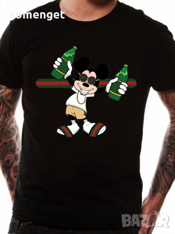 ХИТ 2021! Мъжки тениски с MICKEY MOUSE BEERS принт - 2 МОДЕЛА! Поръчай с твоя идея!, снимка 2 - Тениски - 32168877