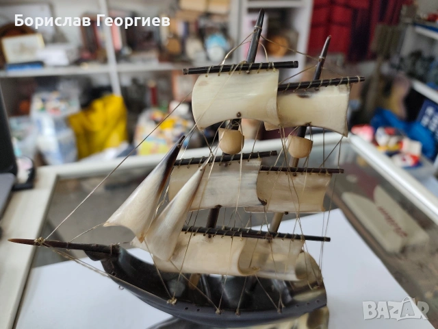 Кораб от рог кост статуетка, снимка 2 - Колекции - 53591319