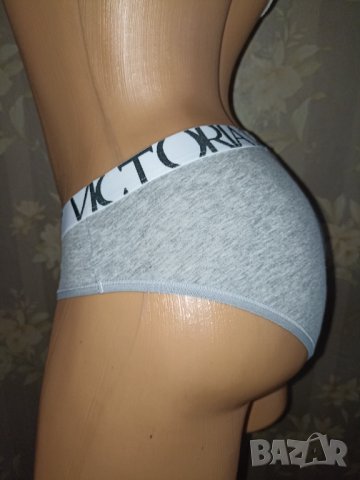 Victoria Secret M-Сиви памучни бикини с лого , снимка 4 - Бельо - 38644541