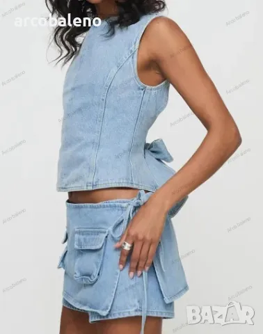 Нови дамски дънкови къси панталонки с ниска талия и джобове, 4цвята , снимка 4 - Къси панталони и бермуди - 48119301