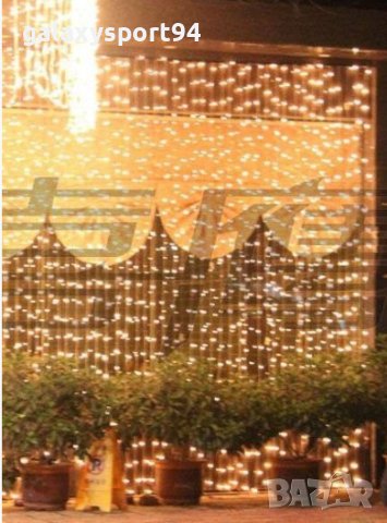 Бели Светещи завеси тип Водопад с Коледни лампички 800лампи 3 х 3м, снимка 2 - Лампи за стена - 43189896