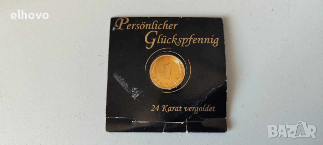 1 pfennig, златно покритие, снимка 3 - Нумизматика и бонистика - 44858195