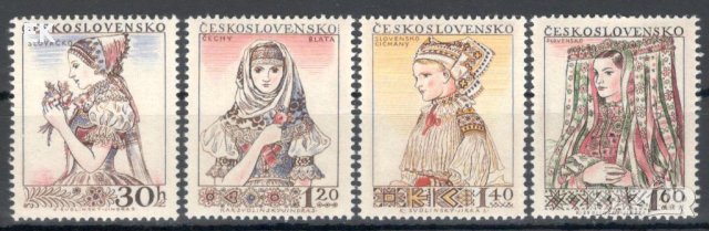 Чехословакия, 1956 г. - пълна серия чисти марки, носии, 2*12, снимка 1 - Филателия - 43338620