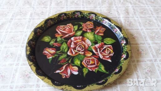 Красива табличка с рози отпреди 30 години, снимка 3 - Форми - 26539679