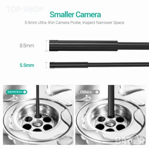 Професионелен ендоскоп DEPSTECH 5.0MP, 5 метра с 5,5 mm глава, снимка 4 - Гедорета - 48774197