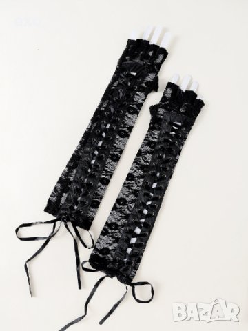 Черни дантелени ръкавици, Ръкавици дантела, Бели дантелени ръкавици, Дълги дантелени ръкавици, снимка 2 - Ръкавици - 43252548