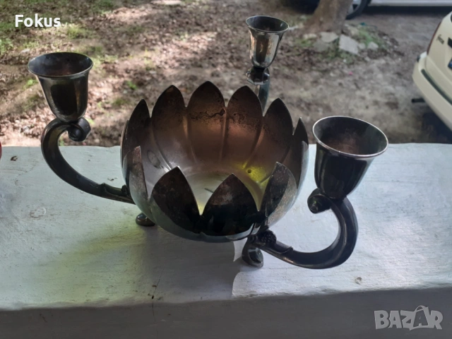 Reed & Barton - Посребрен марков аристократичен свещник, снимка 6 - Антикварни и старинни предмети - 53478443