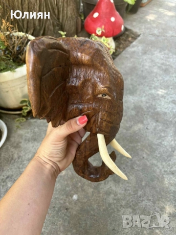 Слонска глава от тиково дърво , снимка 4 - Декорация за дома - 51580967