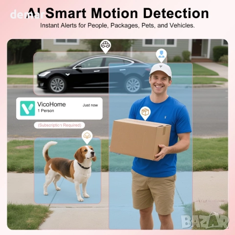 Безжична видеокамера за врата със звънец,2K HD,само облачно съхранение, снимка 2 - IP камери - 51890925