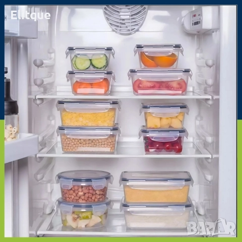 Комплект от 12 кутии за храна за обяд – пластмасови контейнери с капаци, снимка 13 - Други стоки за дома - 52860729