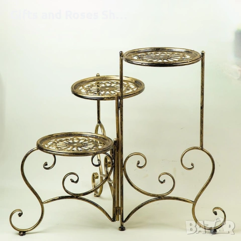 Метална поставка за 3 саксии, снимка 2 - Декорация за дома - 53037713