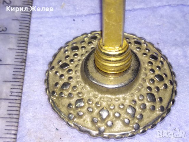 Стара ПОЗЛАТЕНО НАСТОЛНО РАЗПЯТИЕ КРЪСТ Много КРАСИВ МЕТАЛЕН 41358, снимка 11 - Колекции - 43738679