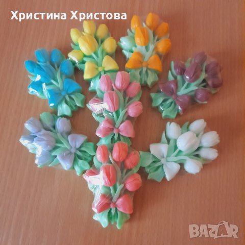 глицериново букетче от лалета , снимка 2 - Декорация за дома - 43901427