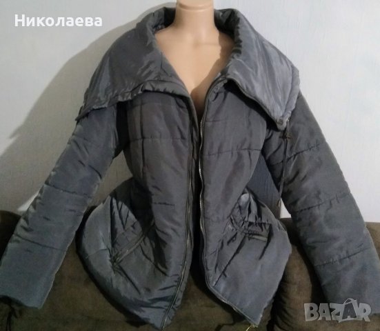 Сива шуба с голяма яка "flame",XL, снимка 2 - Якета - 38184030