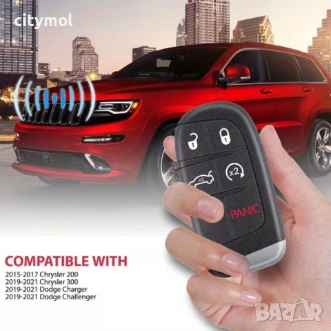 Кутийка за ключ с 5 бутона и острие за Jeep, CHRYSLER, DODGE, FIAT – смарт ключ, снимка 7 - Аксесоари и консумативи - 53178008
