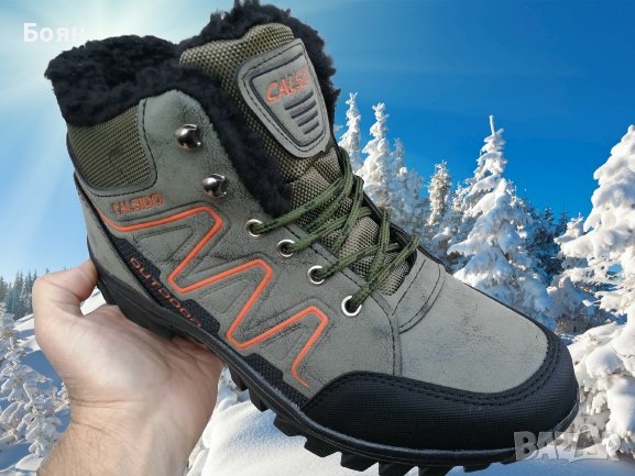  Спортни туристически боти с топъл хастар в зелено -CALSIDO, снимка 2 - Мъжки боти - 38882276