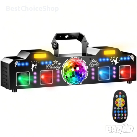 Диско и парти светлини с DMX512, стробоскоп, UV светлина и диско топка - DJ светлини