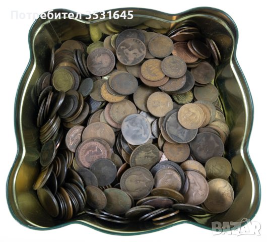 Кутия с медни монети Великобритания, снимка 1 - Нумизматика и бонистика - 43089258