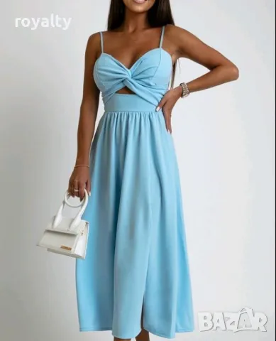 Дълга дамска светло синя рокля Различни цветове 