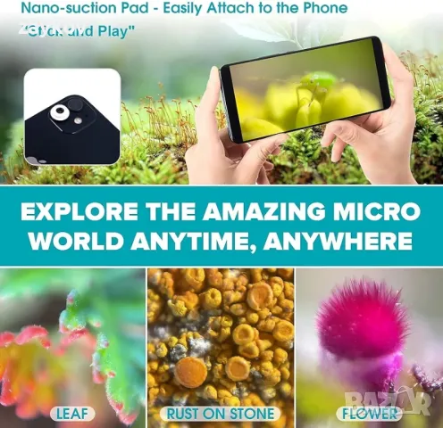 iMicro C обектив за камера за iPhone, мини микроскоп работи само с iPhone, 25X-200X, снимка 5 - Друга електроника - 47791935