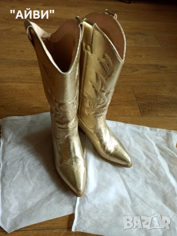Дамски ботуши в златисто , снимка 6 - Дамски ботуши - 51922869