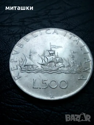 500 лири 1966 година Италия сребро, снимка 2 - Нумизматика и бонистика - 47727998