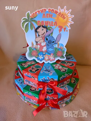 Картонена торта Стич, снимка 17 - Фигурки - 49326382