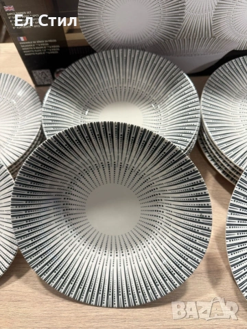 Комплект чинии 24 части с геометричен дизайн – Елегантност за всяка трапеза, снимка 12 - Сервизи - 53567249