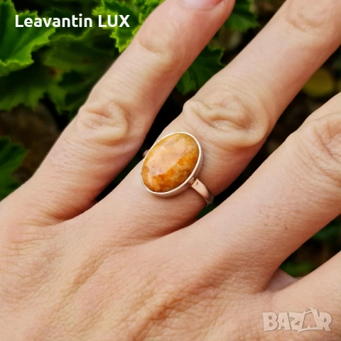 Сребърен пръстен с Корал , снимка 2 - Пръстени - 52031339